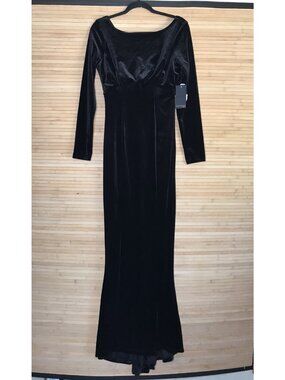 NWT Laura Byrnes sz L 1930s Style Gown Black Velvet Pinup Couture Fishtail